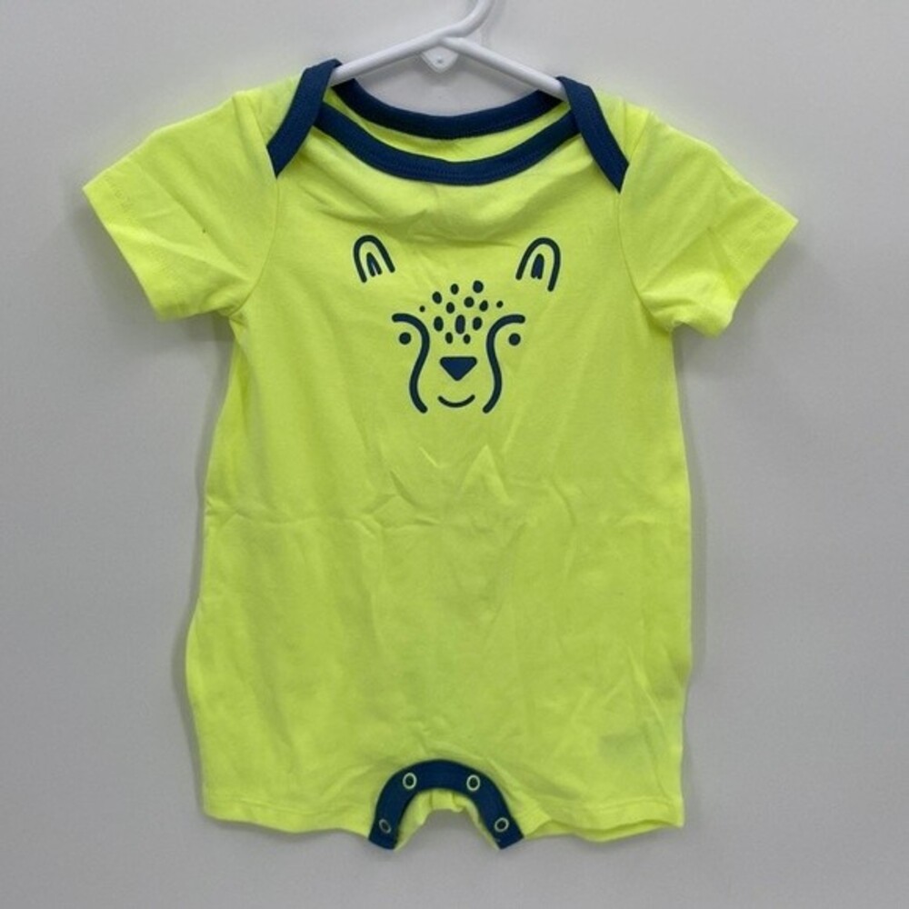 Baby Cat & Jack 6-9 months Yellow Cheetah Romper Jumpsuit Shorts Tail New